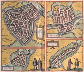 Sneek, Doccum, Sloten, Ijlst, Nederländerna - i "Civitates Orbis Terrarum" av Georg Braun, Köln 1617