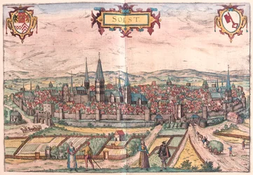 Soest, Tyskland - i "Civitates Orbis Terrarum" av Georg Braun, Köln 1617
