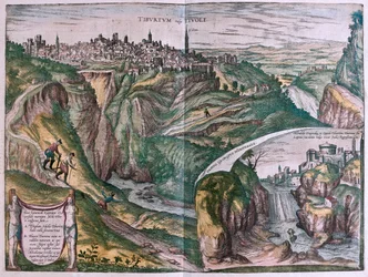 Tivoli, Italien - i "Civitates Orbis Terrarum" av Georg Braun, Köln 1617