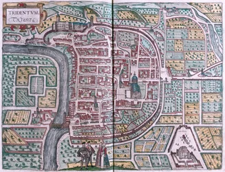 Trento, Italien - i "Civitates Orbis Terrarum" av Georg Braun, Köln 1617