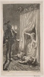 Illustration med sovrumsscen