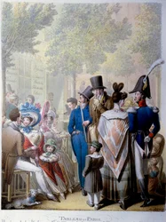 Boulevard des Italians, caféet Hardy i Paris på 1800-talet. Litografi av tysken Georg Emanuel Opitz (1775-1841)