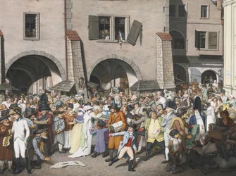 Livlig marknadsplats, Prag, 1804