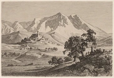 Utsikt över Albe och Monte Velino i Abruzzi