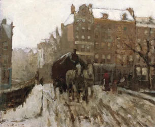 Bro över Singel-kanalen vid Paleisstraat, Amsterdam, ca 1895-1900