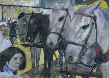 Hästspårvagn på dammen i Amsterdam, 1893