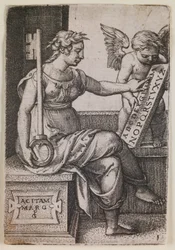 Grammatica, från serien "De fria konsterna", ca 1541 (gravyr)