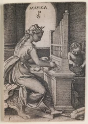 Musica, från serien "De fria konsterna", ca 1541 (gravyr)