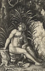 Procris och Cephalus, 1539 (gravyr på lagt papper)