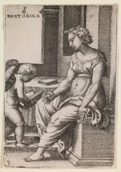 Rhetorica, från serien "De fria konsterna", ca 1541 (gravyr)
