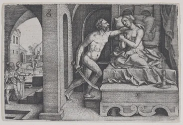 Tarquinius våldtar Lucretia, från Scener ur romersk historia.