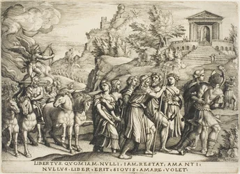 The Triumph of Love, tallrik ett från The Triumphs of Petrarch