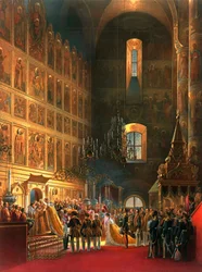 Smörjelsen av tsar Alexander II av Ryssland, Moskva, 1856.