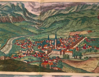 Staden Bressanone, från Cities of the World av Georg Braun