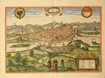 Karta över Halle an der Saale från Civitates Orbis Terrarum av Georg Braun