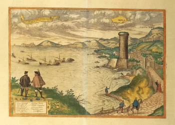 Karta över Mola di Bari, regionen Apulien från World Cities av Georg Braun