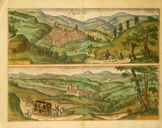 Karta över Nocera och Castelnuovo från Cities of the World av Georg Braun