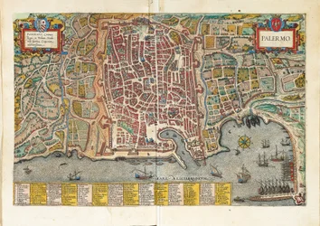 Karta över Palermo från Civitates Orbis Terrarum av Georg Braun