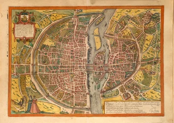 Karta över Paris från Cities of the World av Georg Braun