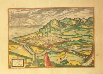 Karta över Pesaro från Cities of the World av Georg Braun