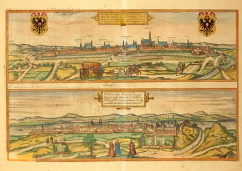 Karta över Wien och Buda från Cities of the World av Georg Braun