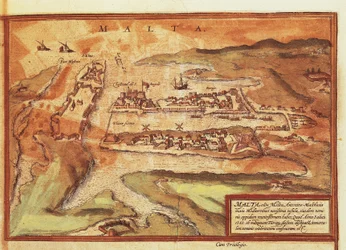 Ramani ya kisiwa cha Malta, kutoka Civitates Orbis Terrarum na Georg Braunswed