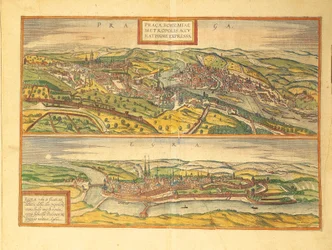Prag och Cheb, Eger från Cities of the World av Georg Braun