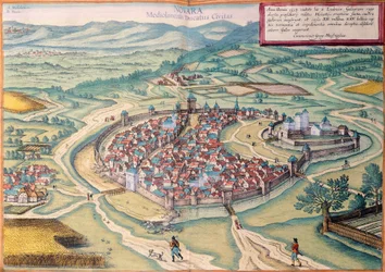 Utsikt över Novara, av Georg Braun och Franz Hogenberg