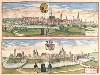 Nysa och Legnica (Legnica), Polen (gravyr