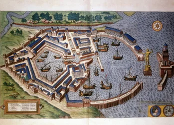 Ostias antika hamn, atlas av Braun och Hogenberg