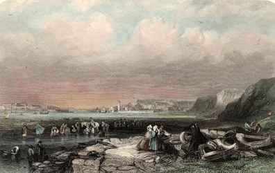 Ingången till Shields Harbour, graverad av W. Finden