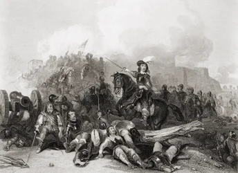 The Storming of Bristol, 26 juli 1643, graverad av J.C. Varrall (gravyr)