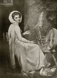Lady Hamilton as The Spinster, graverad av Thomas Cheesman, från 