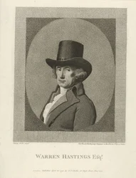 Porträtt av Warren Hastings, Esq., pub. 1795 (gravyr)