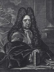 Porträtt av George Shelley Engelsk kalligraf från 1700-talet gravyr av George Bickham.