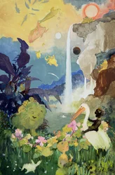 Fantasy Nature Scene (gouache ombord)