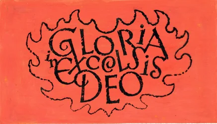 Gloria i Excelsis Deo, 1970-talet (indisk bläck på transparens över gouache på papper)