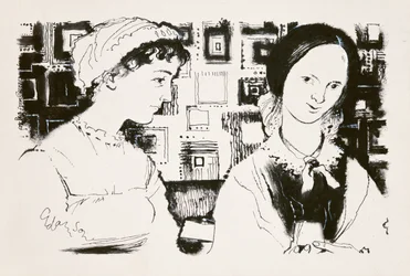 Jane Austen (1775-1817) och Charlotte Bronte (1816-55) - ett imaginärt möte (indisk bläck ombord)