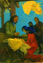 Julkrubba, 1973 (gouache på kort)