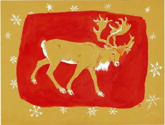 Renar, 1960-tal (gouache på färgat kort)