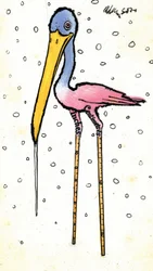 Stork med kalibrerade skaft, 1970-tal (indian bläck på transparens över gouache på kort)