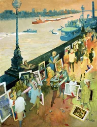 Thames Embankment, framsidan av Undercover magazine, publicerad december 1985 (gouache på hardboard)