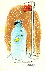 Waiting for the Bus, 1973 (indisk bläck på transparens över gouache på kort)
