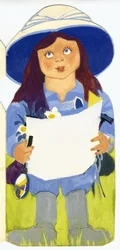 Kvinna (penna och gouache på kort)