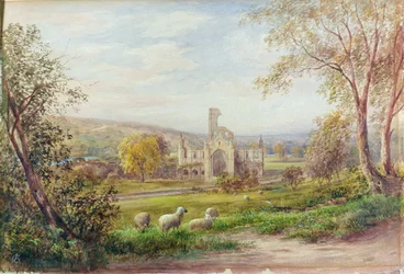 Kirkstall Abbey, Leeds (akvarell på papper)