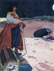 Skatten är begravd Illustration från "The boys book of pirates" av George Albert Williams (1875-1932) 1914
