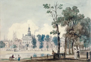 Exteriörvy av gamla Bethlehem Hospital, Moorfields, City of London, 1811