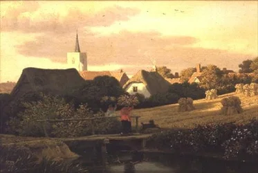 Landskap med höstockar (panel)