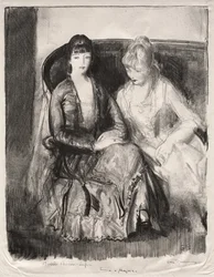 Emma och Marjorie på en soffa