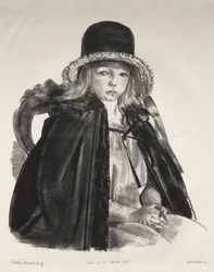 Jean med svart hatt